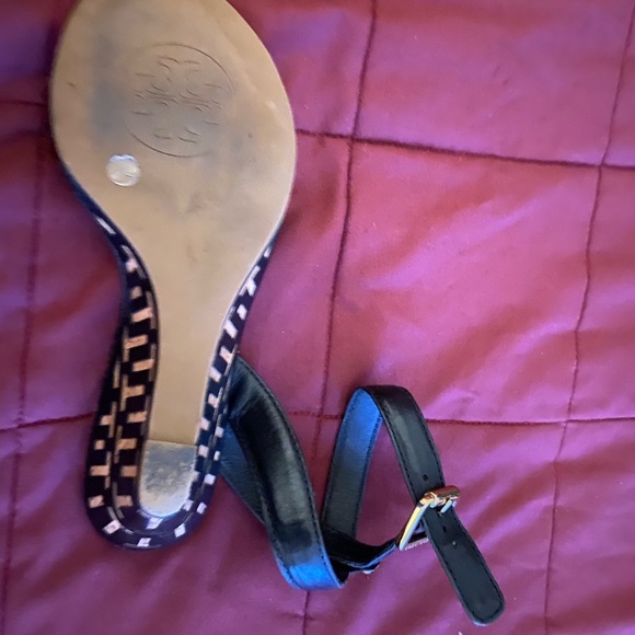 Tory Burch Black Leather Wedges - Picture 3 of 4